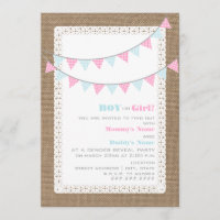 Inbjudan till Gingham Bunting Gender Reveal Party