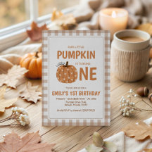 Inbjudan till Gingham Little Pumpkin 1-årsfirande