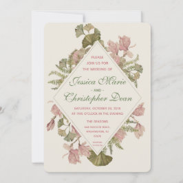 Inbjudan till Ginkgo Watercolor Blommigt Wedding