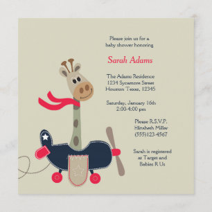 Inbjudan till Giraffe Airplane Baby Shower