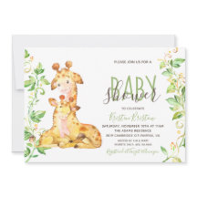 Inbjudan till Giraffe Animals Baby Shower