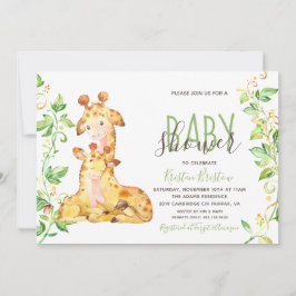 Inbjudan till Giraffe Animals Baby Shower