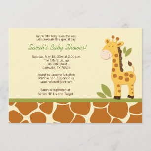 Inbjudan till Giraffe Äventyr 5 x 7 babyskor