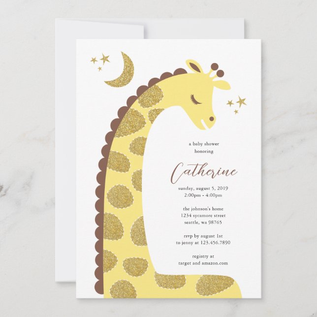 Inbjudan till Giraffe Baby Shower (Framsida)
