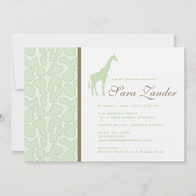 Inbjudan till Giraffe Baby Shower (Framsida)
