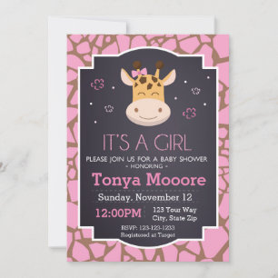 Inbjudan till Giraffe Baby Shower (flicka)