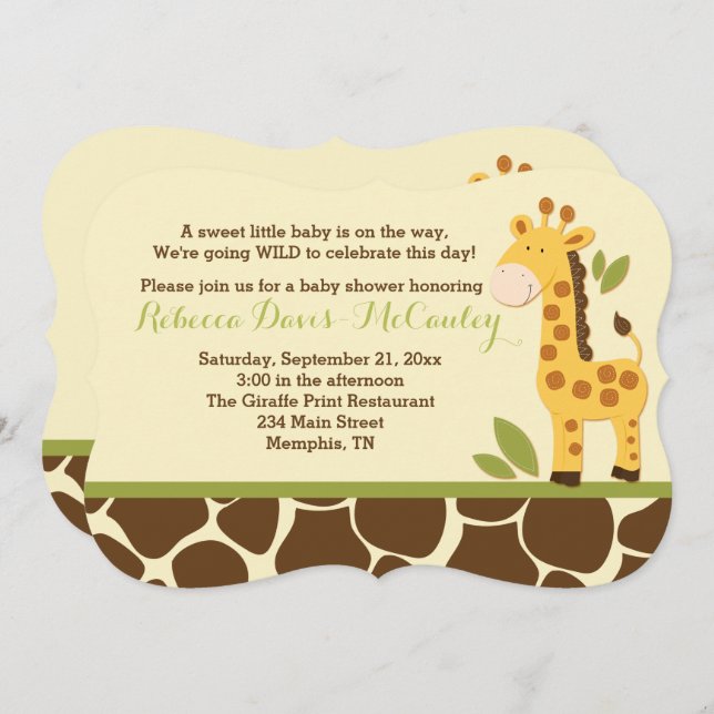 Inbjudan till Giraffe Baby Shower Gender Neutral (Fram/baksida)