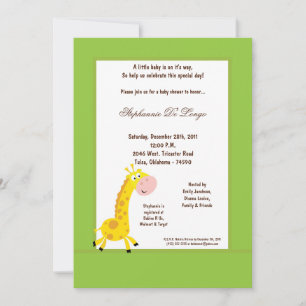 Inbjudan till Giraffe Baby Shower-Grönt fem gånger