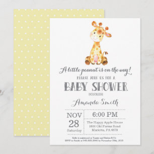 Inbjudan till Giraffe Baby Shower Gult och Grått