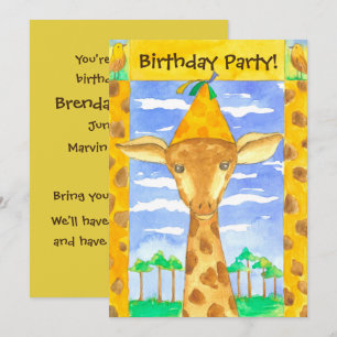 Inbjudan till Giraffe Barns födelsedag-partiet