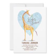 Inbjudan till Giraffe Heart Baby Shower