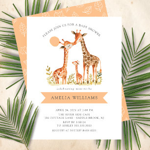 Inbjudan till Giraffe Kisses Baby Shower