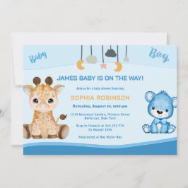 Inbjudan till Giraffe och Bear Baby Shower