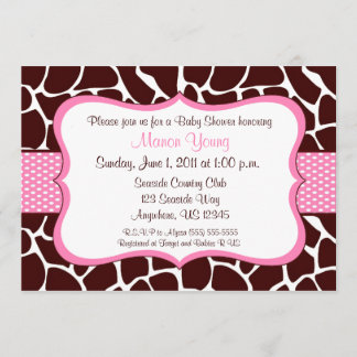 Inbjudan till Giraffe Print Rosa Baby Shower