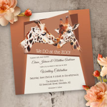 Inbjudan till Giraffe Safari Zoo Wedding