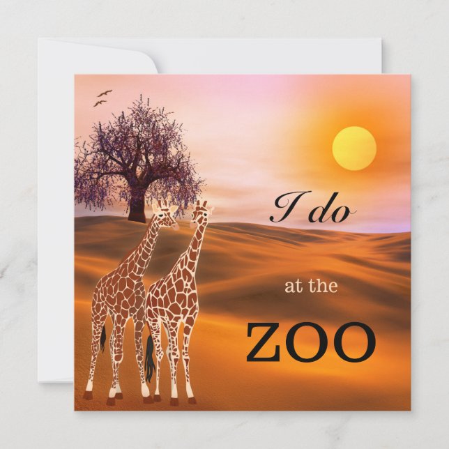 Inbjudan till Giraffe Safari Zoo Wedding (Framsida)