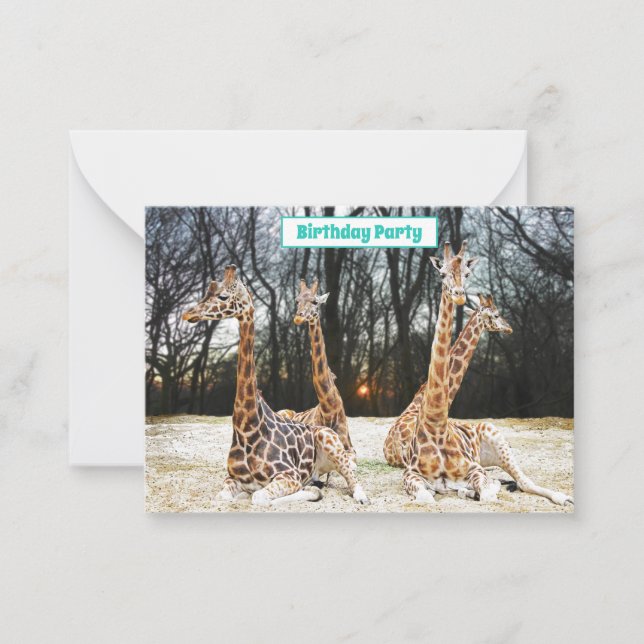 Inbjudan till Giraffe Skogen Roligt-partiet - fyra (Framsida)