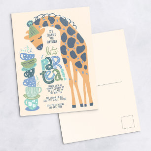Inbjudan till Giraffe Tea Party Barns födelsedag-p