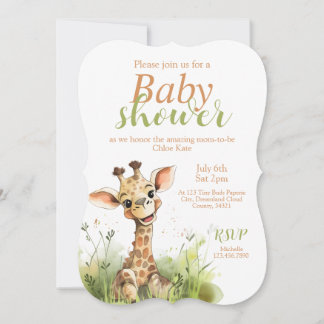 Inbjudan till Giraffe-Theter Baby Shower