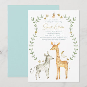 Inbjudan till Giraffe Zebra Jungle Safari Baby Sho