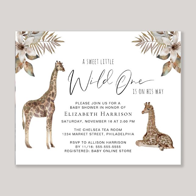 Inbjudan till Giraffes Boho Watercolor Baby Shower (Skapare uppladdad)