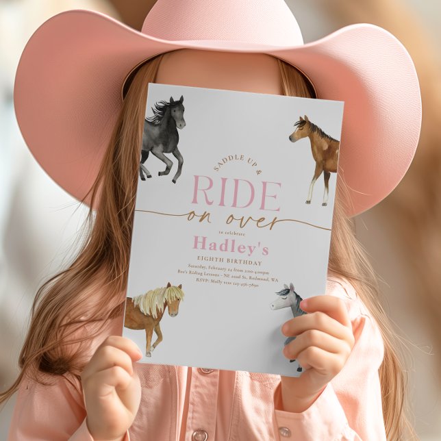 Inbjudan till Girly Rosa Pony Birthday (Skapare uppladdad)