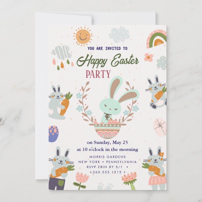 Inbjudan till glad påsk Brunch och Egg Hunt (Framsida)