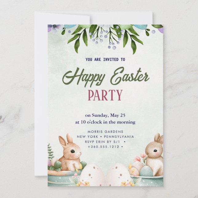 Inbjudan till glad påsk Brunch och Egg Hunt (Framsida)