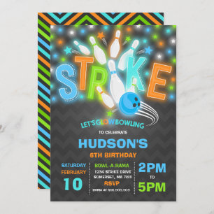 Inbjudan till glågenergiläge Neon Glow Bowling Par