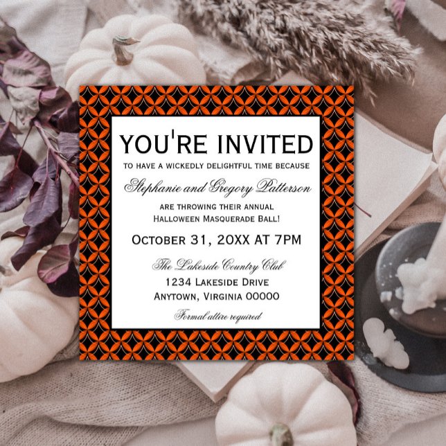 Inbjudan till Glam Finare Halloween fest i Uptown (Uptown Glam Fancy Halloween Party Invitation)