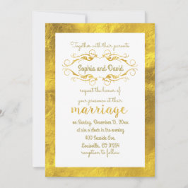 Inbjudan till Glam Gold Foil och White Wedding