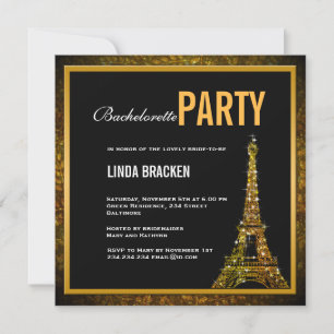 Inbjudan till Glam Guld Eiffel Torn Bachelorette