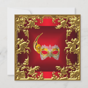 Inbjudan till Glamor Boll Elegant Red Black Guld