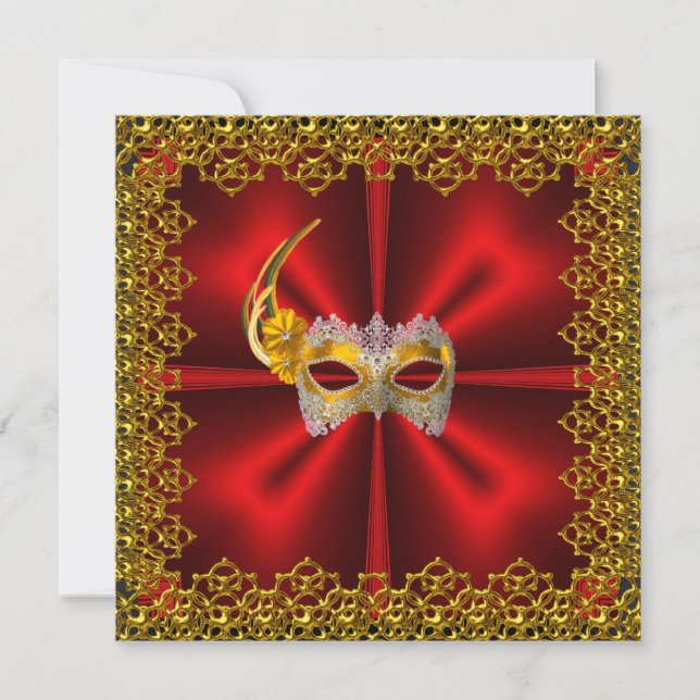 Inbjudan till Glamor Boll Elegant Red Guld (Framsida)