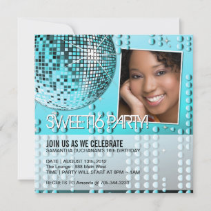 Inbjudan till Glamourous Sweet sixteen Disco Boll