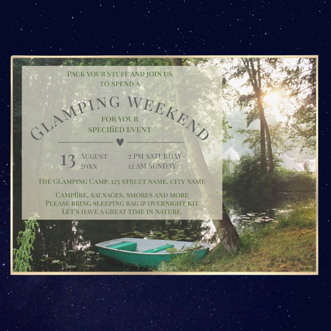 Inbjudan till Glamping Camping Helg-kort (Skapare uppladdad)