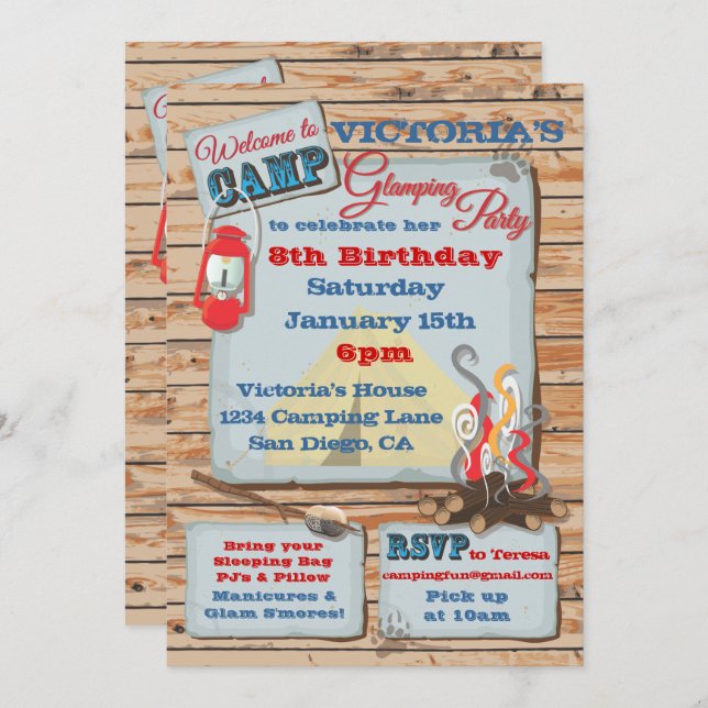 Inbjudan till Glamping-fest (Fram/baksida)