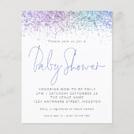 Inbjudan till Glitter Baby Shower för budgetMultif