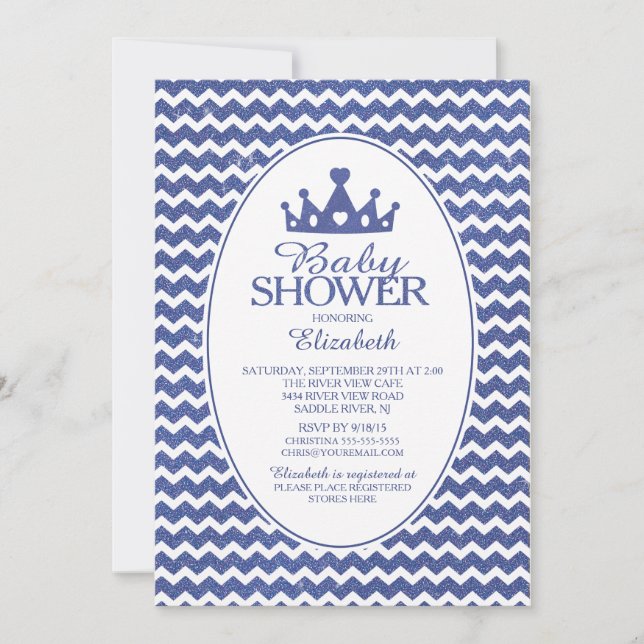 Inbjudan till Glitter Crwon Prince Boys Baby Showe (Framsida)