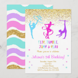 Inbjudan till glitter gymnastisk födelsedag