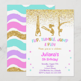 Inbjudan till glitter gymnastisk födelsedag