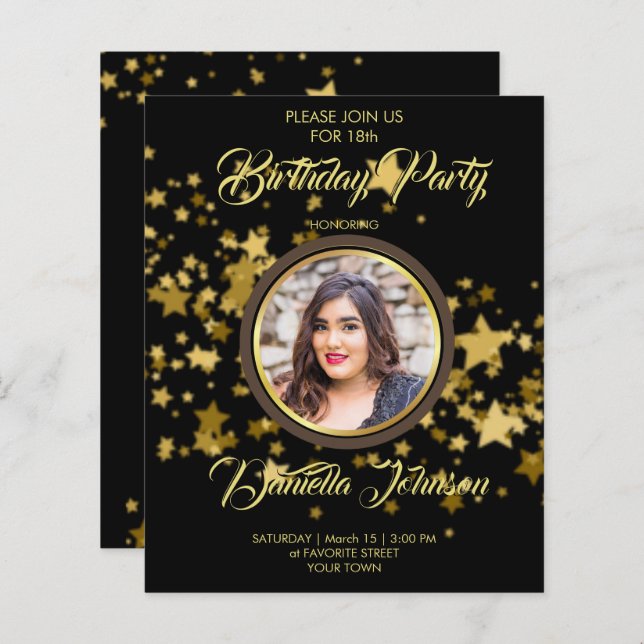 Inbjudan till Glitter-konfektyr på grund av budget (Fram/baksida)