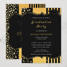 Inbjudan till Glitter ramed Black Guld Studenten