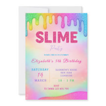 Inbjudan till glitter Slime Birthday