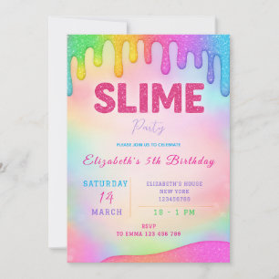 Inbjudan till glitter Slime Birthday
