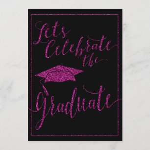 Inbjudan till Glitzy Rosa Glitter Photo Studenten