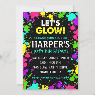 Inbjudan till Glow Party   GlödFödelsedagsfest Inb