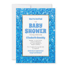 Inbjudan till gnistra Blue Glitter Baby Shower