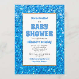 Inbjudan till gnistra Blue Glitter Baby Shower