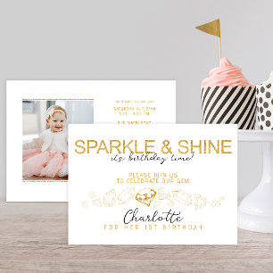 Inbjudan till gnistra och Shine Gem Birthday